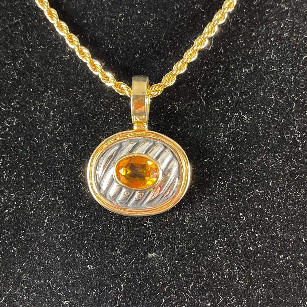 David Yurman style Gold & Silver Citrine Pendant